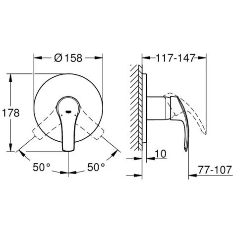 Grohe Eurosmart Mitigeur Mécanique 1 Sortie Douche (24042002) 4 Grohe Eurosmart Mitigeur Mécanique 1 Sortie Douche (24042002) – Image 2