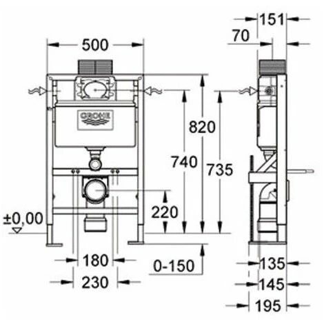 Pack WC Suspendu Hauteur Réduite Grohe | Abattant Standard 4 Pack WC Suspendu Hauteur Réduite Grohe | Abattant Standard – Image 2
