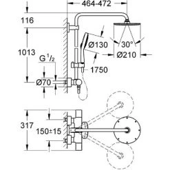 GROHE Colonne De Douche Thermostatique Rainshower System 210 9 GROHE Colonne De Douche Thermostatique Rainshower System 210 -GROHE Soldes 10735516 3