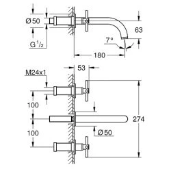 GROHE Mitigeur Lavabo Couleur Mural Atrio Taille S Avec Corps Encastré, Supersteel - Acier Mat -GROHE Soldes 12284246 2