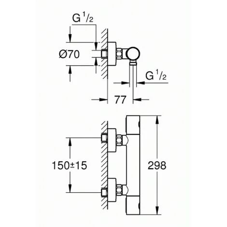 Mitigeur Thermostatique Douche Grohtherm 1000 Cosmopolitan Grohe NF 4 Mitigeur Thermostatique Douche Grohtherm 1000 Cosmopolitan Grohe NF – Image 2