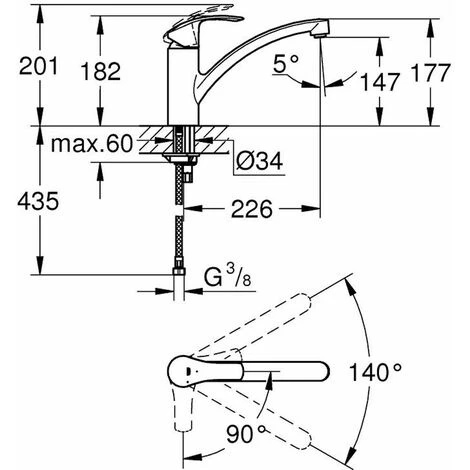 GROHE Eurosmart 2015 Cuisine Bec Bas 4 GROHE Eurosmart 2015 Cuisine Bec Bas – Image 2