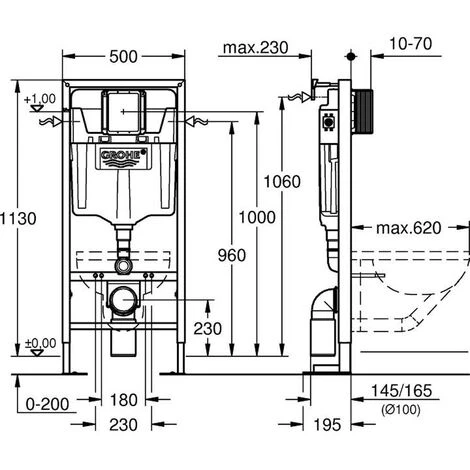 GROHE Rapid SL Bâti Support Autoportant 1,13m 4 GROHE Rapid SL Bâti Support Autoportant 1,13m – Image 2