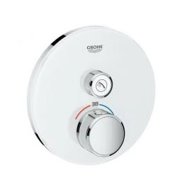 Grohe Grohtherm SmartControl Thermostat Avec Un Robinet D'arrêt, Rosace Murale Ronde, Blanc Lune - 29150LS0