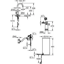 Grohe GROHE Rouge Mono Robinet Sur Pied Et Bec De Chaudière Taille L, C - 30080001 -GROHE Soldes 16020430 2
