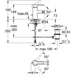 Grohe Grand Mélangeur Bidet Linéaire à Une Main, Avec Ensemble De Vidange, Coloris: Chrome - 33848001 -GROHE Soldes 16085041 3