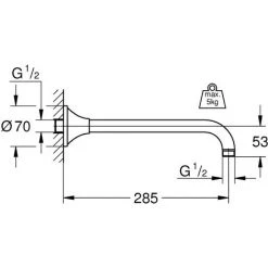 Grohe Grandera Rainshower Brausearm, Saillie 286 Mm, Coloris: Chrome - FG-27986000 -GROHE Soldes 16085448 2