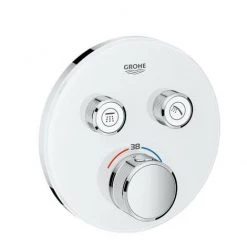 Grohe Grohtherm SmartControl Thermostat Avec Deux Vannes D'arrêt, Rosace Murale Ronde, Blanc Lune - 29151LS0