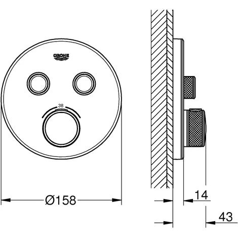 Grohe Grohtherm SmartControl Thermostat Avec Deux Vannes D'arrêt, Rosace Murale Ronde, Blanc Lune - 29151LS0 4 Grohe Grohtherm SmartControl Thermostat Avec Deux Vannes D'arrêt, Rosace Murale Ronde, Blanc Lune - 29151LS0 – Image 2