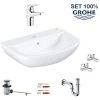 Grohe Set Tout En 1 : Lavabo Suspendu 60 Cm + Mitigeur Monocommande + Siphon + Robinet D'équerre (LAVABOMITIGEURGROHE) -GROHE Soldes 16593846 1