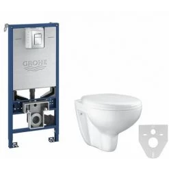 Grohe Pack WC Rapid SLX Autoportant Avec Cuvette Rimless Bau Ceramic | Abattant Standard