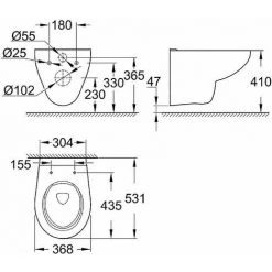 Grohe Pack WC Rapid SLX Autoportant Avec Cuvette Rimless Bau Ceramic | Abattant Standard -GROHE Soldes 16924554 5