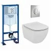 Pack Wc Grohe - Cuvette Sans Bride Tesi Ideal Standard - Plaque Grise -GROHE Soldes 1732125 1