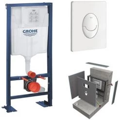 Lot Bati Support Grohe Rapid SL Avec Habillage Wedi I-Board, Blanche, Sans Revetement