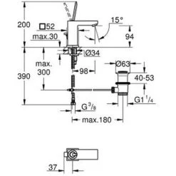 Grohe Eurocube Joy Mitigeur Monocommande 1/2' Lavabo Taille S (23654000) -GROHE Soldes 1795788 2