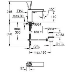 Grohe Eurocube Joy Mitigeur Monocommande 1/2' Lavabo Taille M Avec Vidage Automatique (23657000) 5 Grohe Eurocube Joy Mitigeur Monocommande 1/2' Lavabo Taille M Avec Vidage Automatique (23657000) -GROHE Soldes 1795790 2