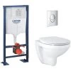 Grohe Pack WC Suspendu Bau Ceramic + Abattant + Plaque + Bâti Grohe, Chrome -GROHE Soldes 18539810 1