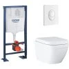 Grohe Pack WC Suspendu Sans Bride Euro Ceramic + Abattant + Plaque + Bâti Grohe, Blanche -GROHE Soldes 18608946 1