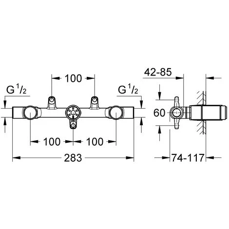 GROHE - Corps Encastré 1/2 Pour Mélangeur 3 Trous 4 GROHE - Corps Encastré 1/2 Pour Mélangeur 3 Trous â Image 2