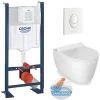 Grohe / Idevit Pack WC Rapid SL Autoportant + Cuvette Alfa Sans Bride + Plaque Blanche (ProjectAlfaRimless-3)