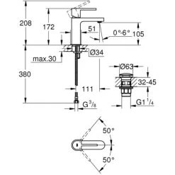 GROHE PLUS Mitigeur Monocommande Lavabo Taille S, Chromé (33163003) -GROHE Soldes 21359366 2