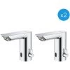 Grohe Bau Cosmopolitan E Lot De 2 Mitigeurs Lavabo Infrarouge 1/2″ Avec Limiteur De Température Ajustable, Chromé (36451000-DUO)