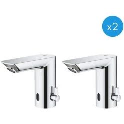Grohe Bau Cosmopolitan E Lot De 2 Mitigeurs Lavabo Infrarouge 1/2″ Avec Limiteur De Température Ajustable, Chromé (36451000-DUO)