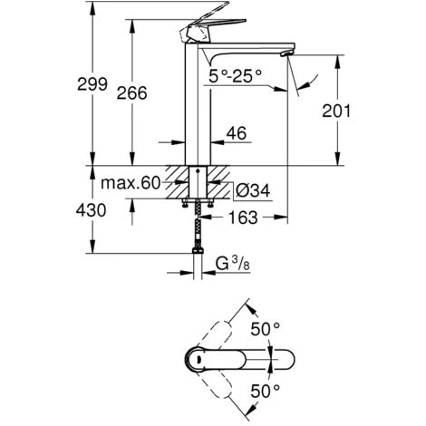Grohe Eurosmart Cosmopolitan, Mitigeur Monocommande Lavabo Taille XL, Chrome (23921000) 6 Grohe Eurosmart Cosmopolitan, Mitigeur Monocommande Lavabo Taille XL, Chrome (23921000) – Image 4