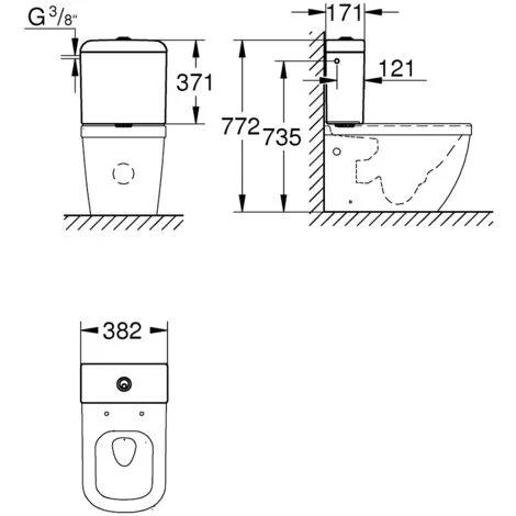 Grohe Euro Ceramic Pack WC à Poser Haut De Gamme, Alimentation Latérale (39462999) 6 Grohe Euro Ceramic Pack WC à Poser Haut De Gamme, Alimentation Latérale (39462999) – Image 4
