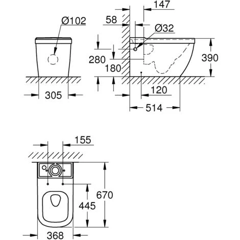Grohe Euro Ceramic Pack WC à Poser Haut De Gamme, Alimentation Latérale (39462999) 7 Grohe Euro Ceramic Pack WC à Poser Haut De Gamme, Alimentation Latérale (39462999) – Image 5