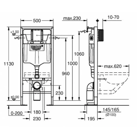 Pack WC Grohe Rapid SL + Cuvette PMR + Plaque Chromé 5 Pack WC Grohe Rapid SL + Cuvette PMR + Plaque Chromé â Image 3