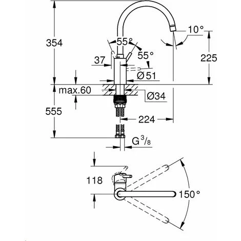 GROHE Concetto Mitigeur évier C-bec 32661003 4 GROHE Concetto Mitigeur évier C-bec 32661003 – Image 2