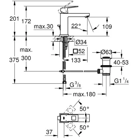 Grohe Eurocube, Mitigeur Monocommande Lavabo Taille M, Hard Graphite Brossé (23445AL0) 6 Grohe Eurocube, Mitigeur Monocommande Lavabo Taille M, Hard Graphite Brossé (23445AL0) – Image 4