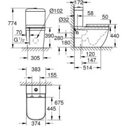 Grohe Ceramic Pack WC à Poser Haut De Gamme, Alimentation Par Le Dessous (39462000) 9 Grohe Ceramic Pack WC à Poser Haut De Gamme, Alimentation Par Le Dessous (39462000) -GROHE Soldes 27497419 4
