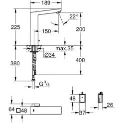 GROHE Mitigeur Lavabo Infrarouge Eurocube E 5 GROHE Mitigeur Lavabo Infrarouge Eurocube E -GROHE Soldes 27597264 2