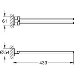 Grohe Essentials Lot De 2 Patères Murales Fixation Invisible + Double Barre Porte-serviettes Métal (40364001 + 40371001) -GROHE Soldes 27645881 4