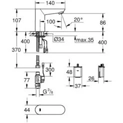 Grohe Euroeco Cosmopolitan E Robinet à Infrarouge Pour Lavabo, Chrome (36271000) -GROHE Soldes 2806131 2