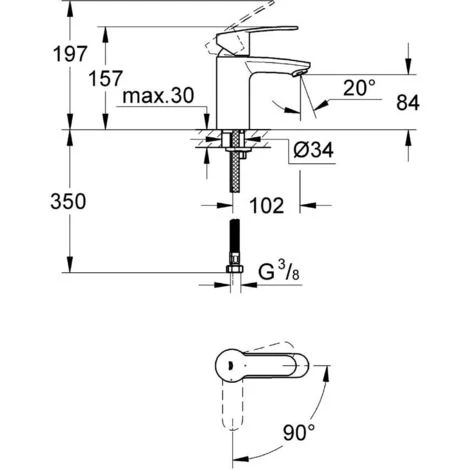 Grohe Eurostyle Cosmopolitan Mitigeur Monocommande 1/2" Lavabo Taille S (2337320E) 4 Grohe Eurostyle Cosmopolitan Mitigeur Monocommande 1/2" Lavabo Taille S (2337320E) – Image 2