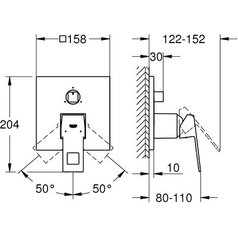 Mélangeur Grohe Eurocube à Une Main Avec Interrupteur à 3 Positions, Coloris: Acier Super - 24094DC0 4 Mélangeur Grohe Eurocube à Une Main Avec Interrupteur à 3 Positions, Coloris: Acier Super - 24094DC0 – Image 2