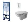 PACK COMPLET WC SUSPENDU BATI GROHE SL AUTOPORTANT + PLAQUE BLANCHE + CUVETTE DURAVIT D-CODE + ABATTANT DURAVIT D-CODE -GROHE Soldes 2899674 1