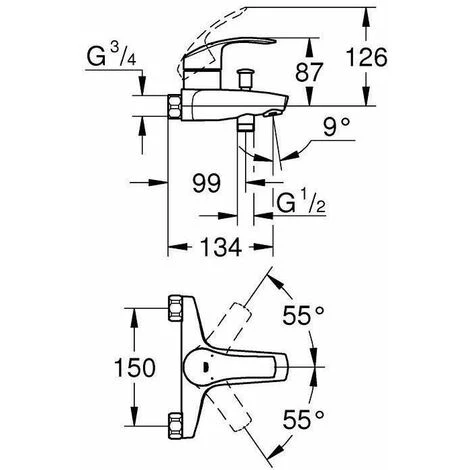 GROHE Mitigeur Bain/Douche Eurosmart 33304002 (Import Allemagne) - Sans Raccord 5 GROHE Mitigeur Bain/Douche Eurosmart 33304002 (Import Allemagne) - Sans Raccord – Image 3