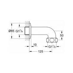 GROHE 12432000 1 1/2 ``x 1 1/4``-Grohtherm Spéciale Coude De Sortie Murale-Chrome