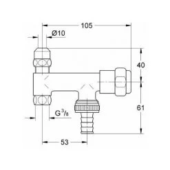 Grohe 41030000 WAS Eckfix Valve DN 10 Avec Dispositif Anti-refoulement Et Sans Tube 0,95 Cm