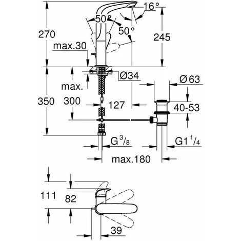 GROHE Mitigeur EUROSTYLE Vasque Monocommande Taille L Blanc 23718LS3 4 GROHE Mitigeur EUROSTYLE Vasque Monocommande Taille L Blanc 23718LS3 â Image 2
