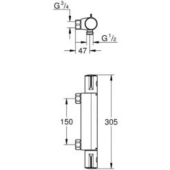 GROHE Mitigeur Thermostatique Douche GROTHERM 800 Chromé 34561000 -GROHE Soldes 30074601 2