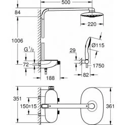 GROHE Colonne Douche Thermostatique Rainshower SmartControl 360 5 GROHE Colonne Douche Thermostatique Rainshower SmartControl 360 -GROHE Soldes 30074652 2
