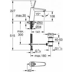 GROHE Mitigeur Monocommande Lavabo Taille M EURODISC JOY Chromé 23427000 -GROHE Soldes 30074657 2