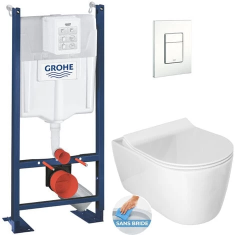 Grohe Pack WC Bâti Autoportant Avec Cuvette Alfa Rimless Fixations Invisibles + Abattant Softclose + Plaque Blanche (ProjectAlfa-4) 3 Grohe Pack WC Bâti Autoportant Avec Cuvette Alfa Rimless Fixations Invisibles + Abattant Softclose + Plaque Blanche (ProjectAlfa-4)