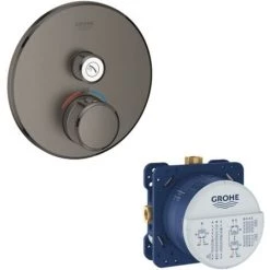 Grohe - Mitigeur Thermostatique Encastrable Grohtherm Hard Graphite Brossé Avec Corps D Encastrement Rapido