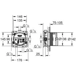 Grohe - Mitigeur Thermostatique Encastrable Grohtherm Hard Graphite Brossé Avec Corps D Encastrement Rapido 10 Grohe - Mitigeur Thermostatique Encastrable Grohtherm Hard Graphite Brossé Avec Corps D Encastrement Rapido -GROHE Soldes 30466042 4